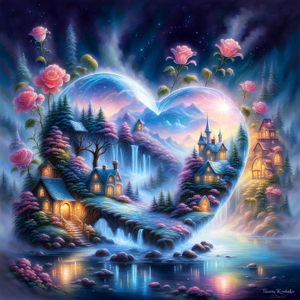 Ethereal Crystal Heart in Fantasy Style