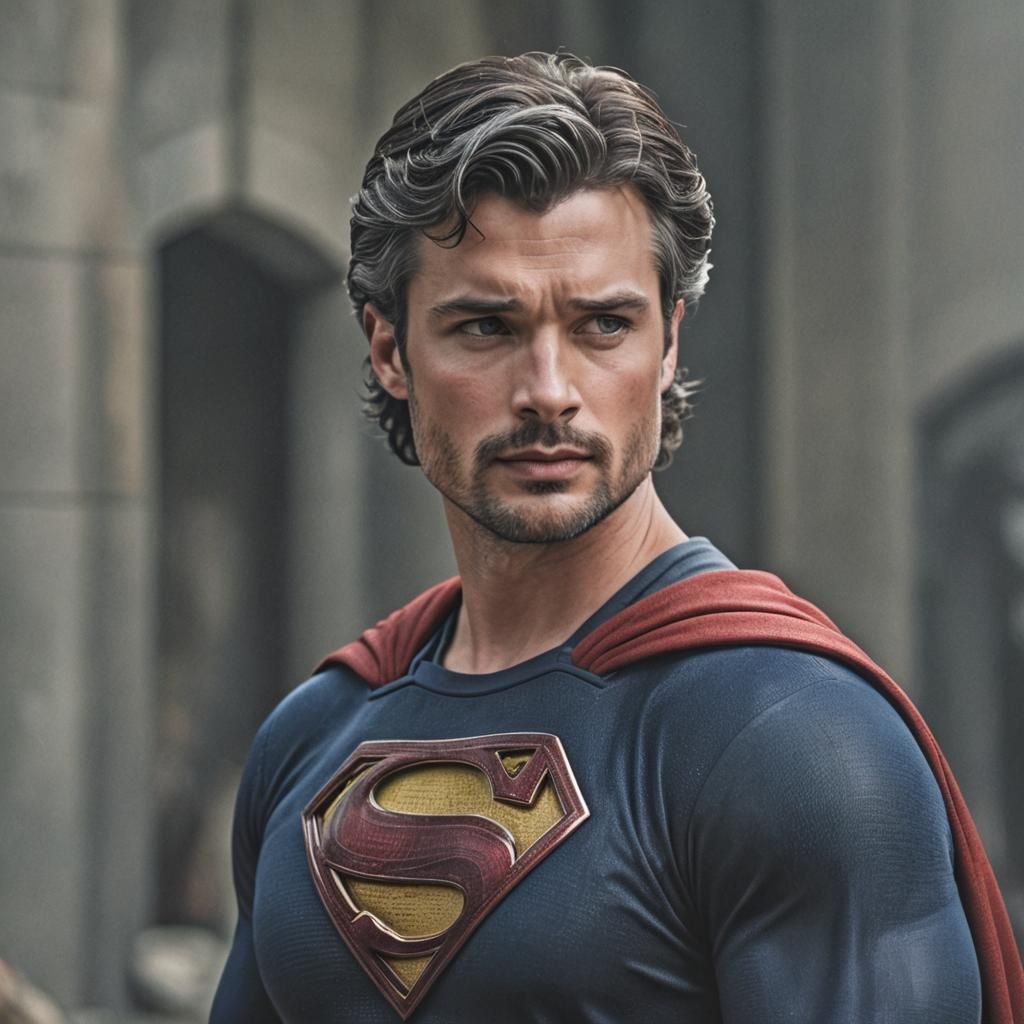 Hyperrealistic Superman with Gray Hair and Goatee