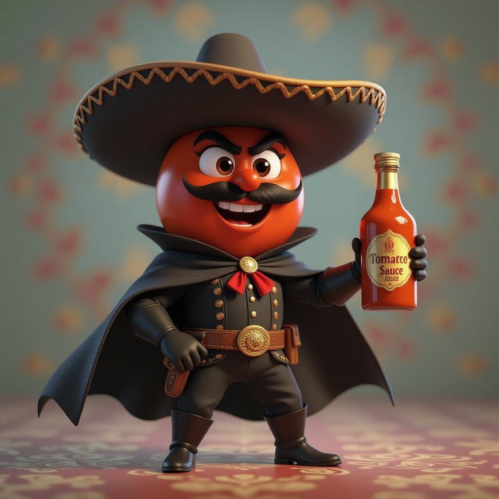Zorro Tomato Character in Disney 3D Style