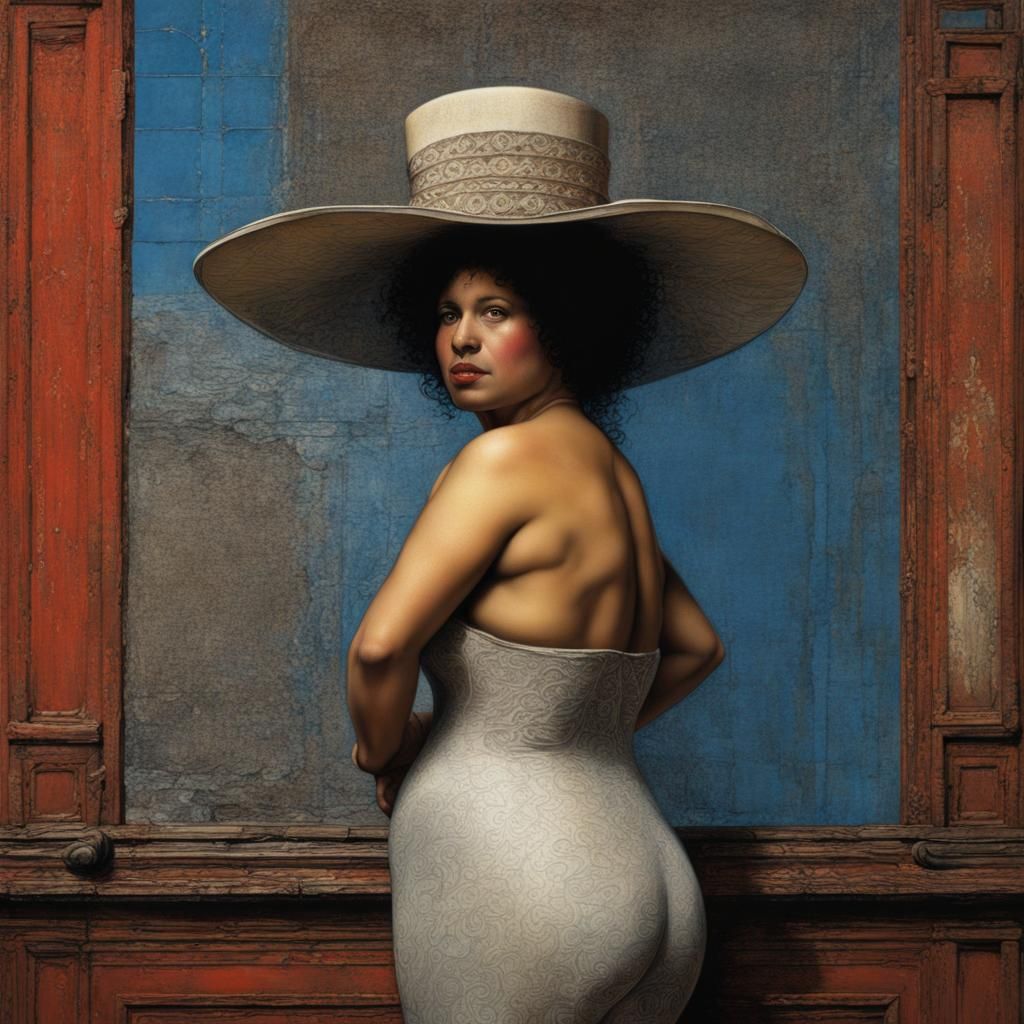 Trinidadian Beauty in Victorian Dress: Digital Splash Art