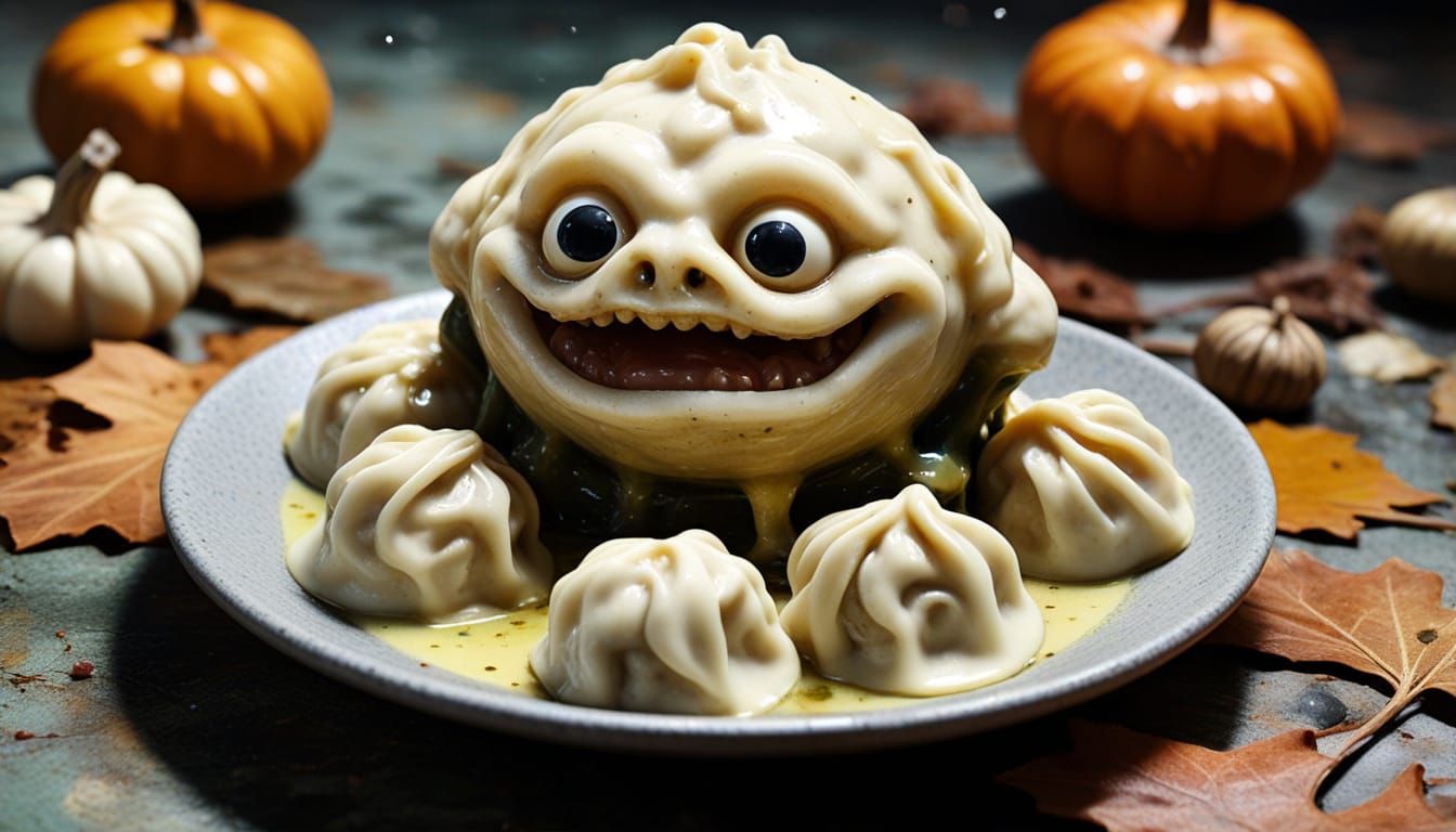 Grotesque, Surrealistic Autumn Portrait in Heavy Impasto