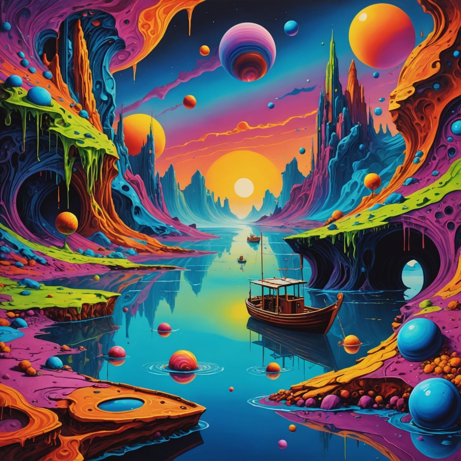 Surreal Eye Reflecting Earth in Cyberpunk Style