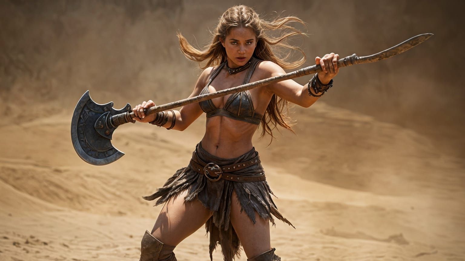 Female Barbarian Warrior with Plasma Axe