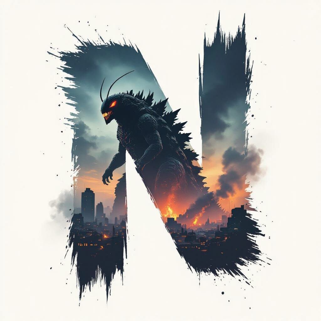 Massive Kaiju Insectoid N Silhouette Poster Art