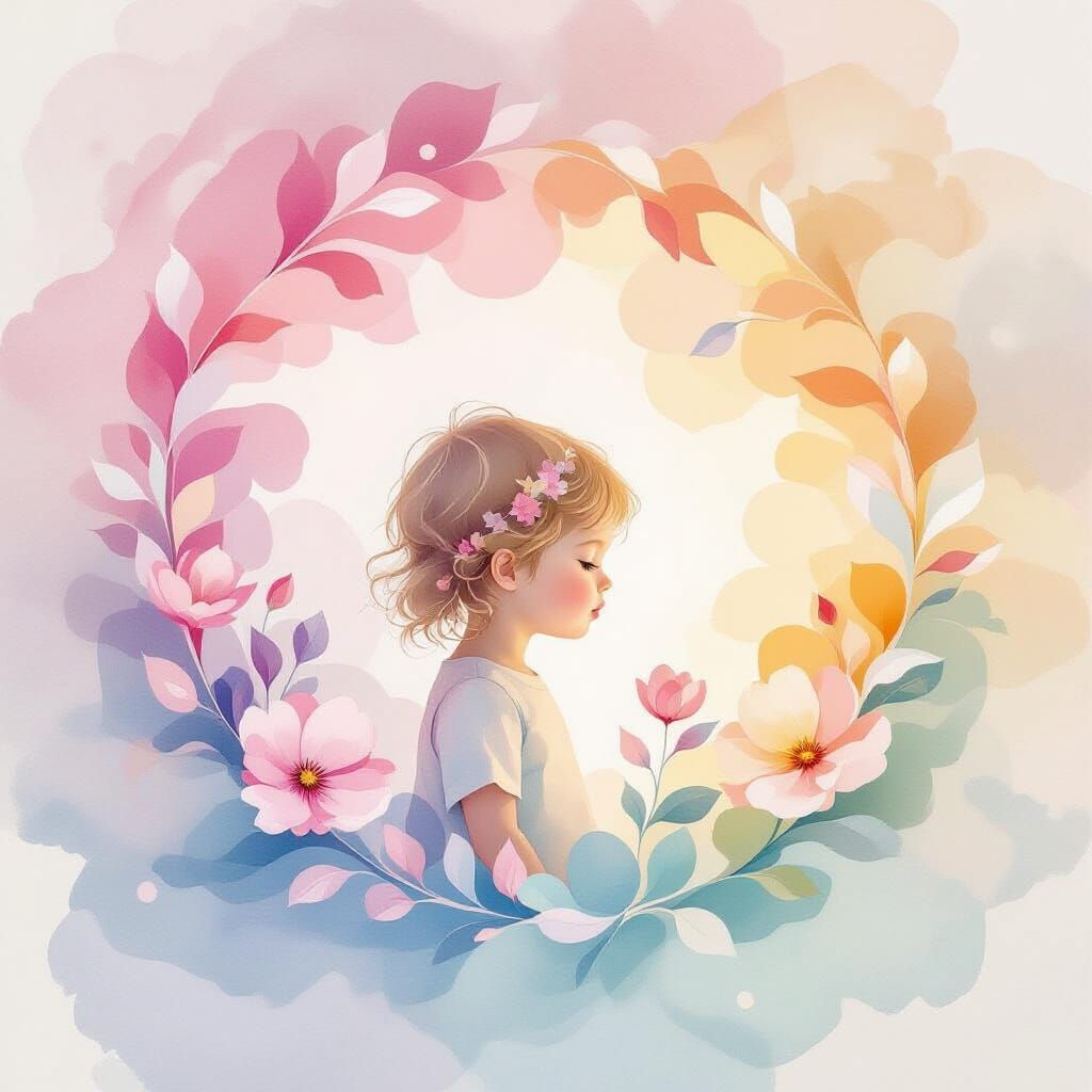 Pastel Watercolor Burst with Hidden Image