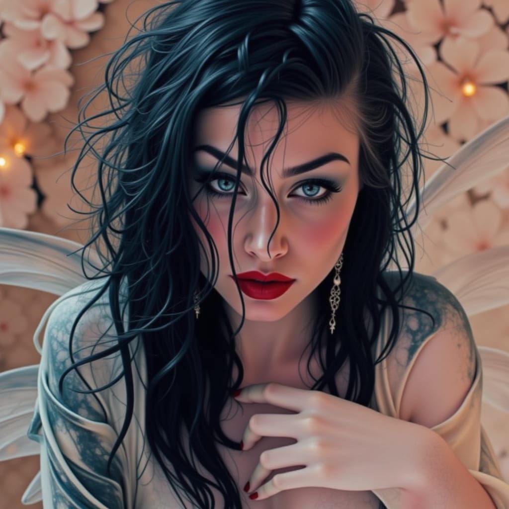 Goddess of Night Draped in Celestial Starlight