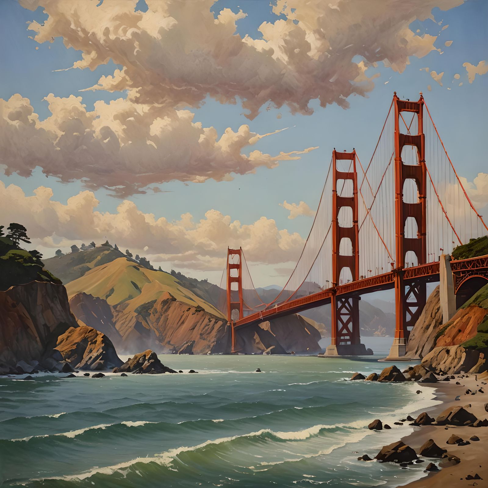 Golden Gate Bridge in Oil Paint