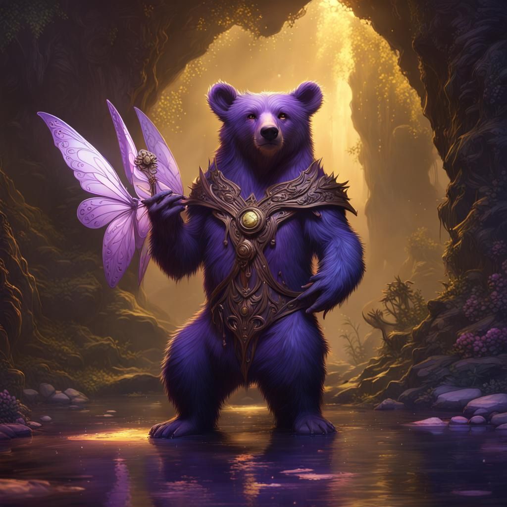 Fantasy Fairy Bear in Detailed Dark Art Style