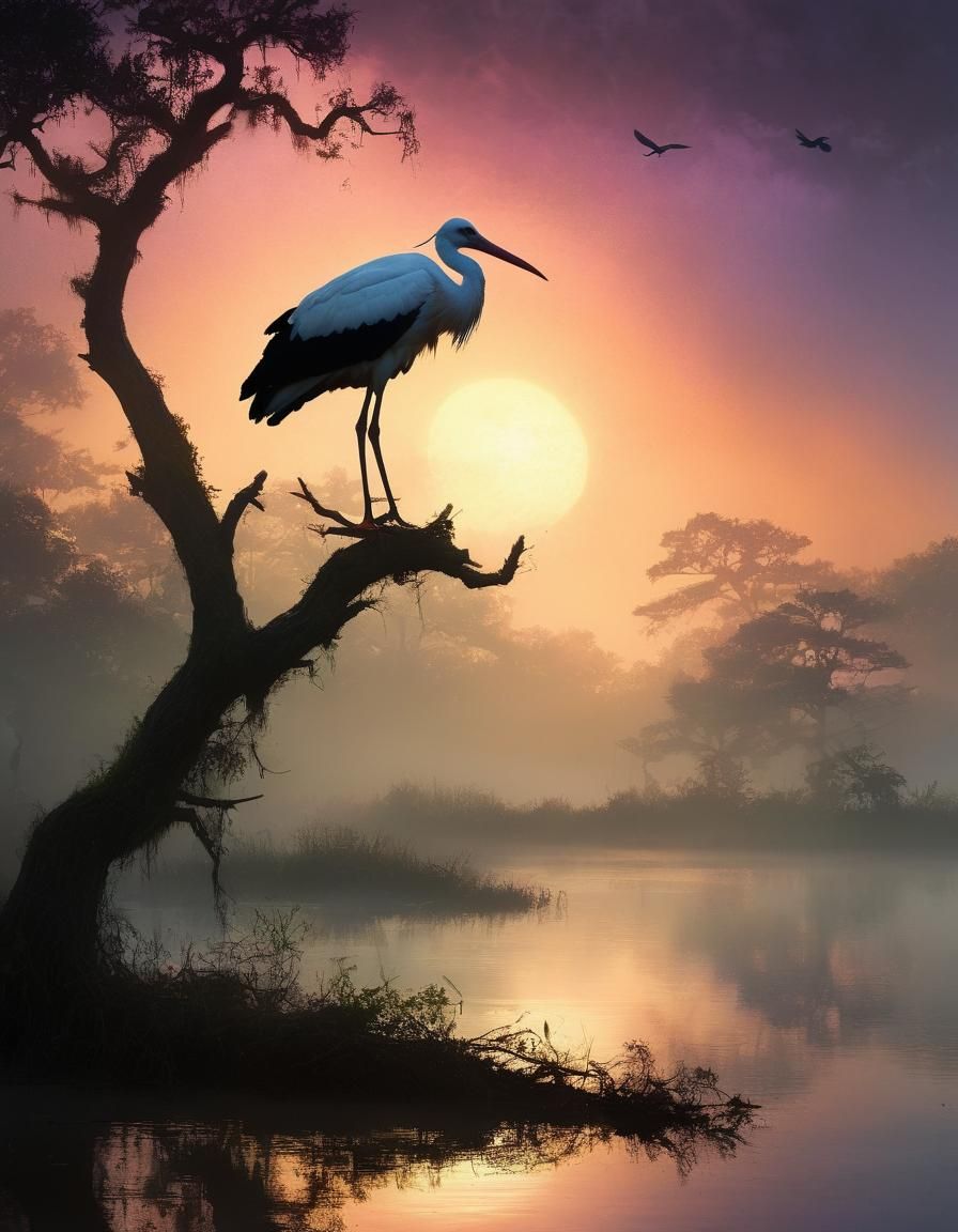 Mystical Dawn Over Oak Island: A Digital Painting