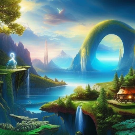 Sci-Fi Alien Zen Garden with Cosmic Sky