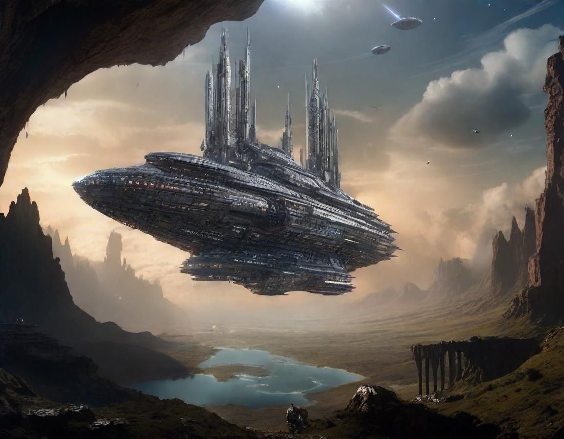 Epic Starship in Dramatic Digital Matte Painting