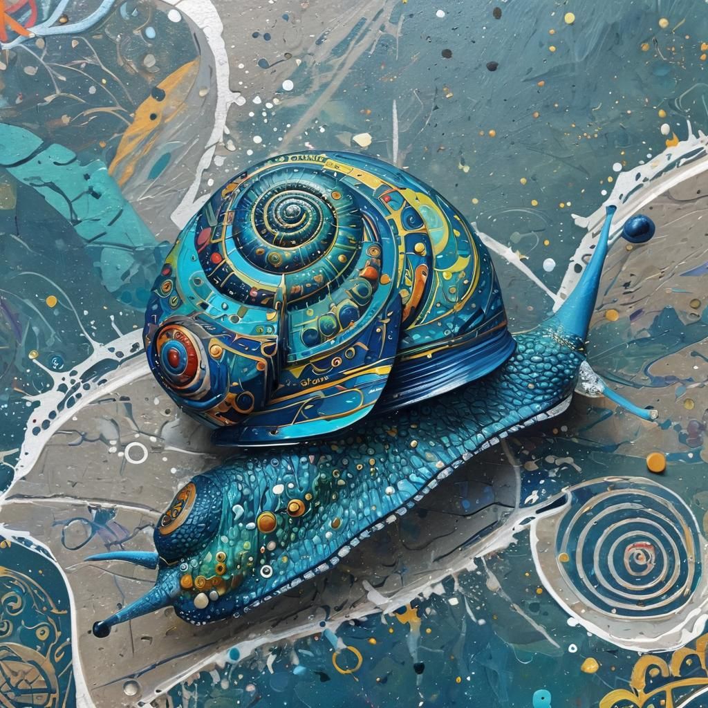 Colorful Snail in Abstract Folk Art Style