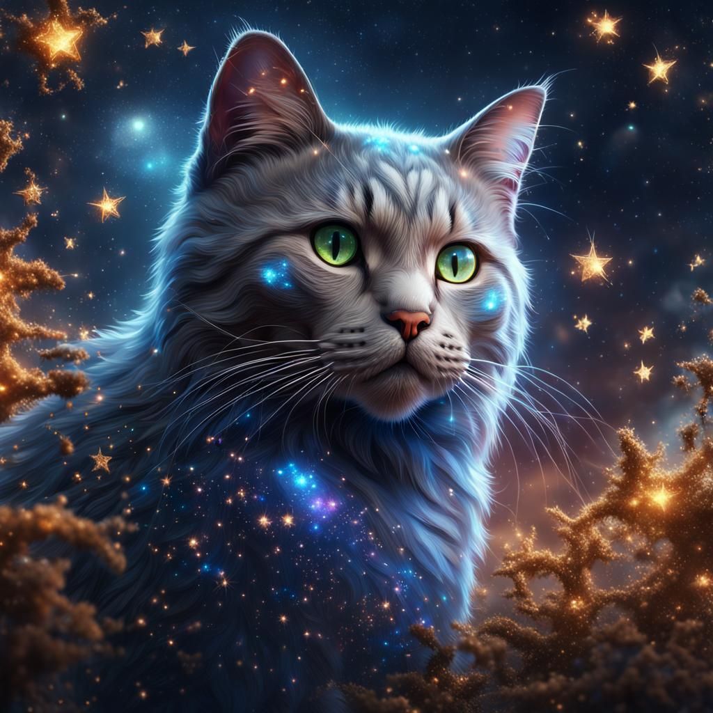 Celestial Cat: A Starry Fantasy Concept Art