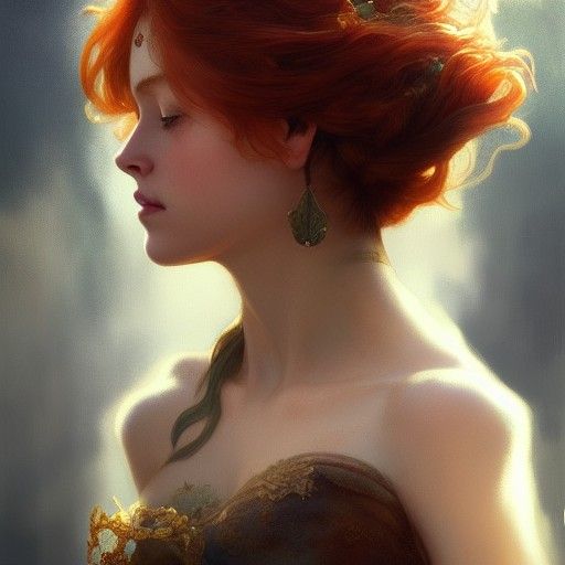 Redhead Queen Portrait in Hyperdetailed Style