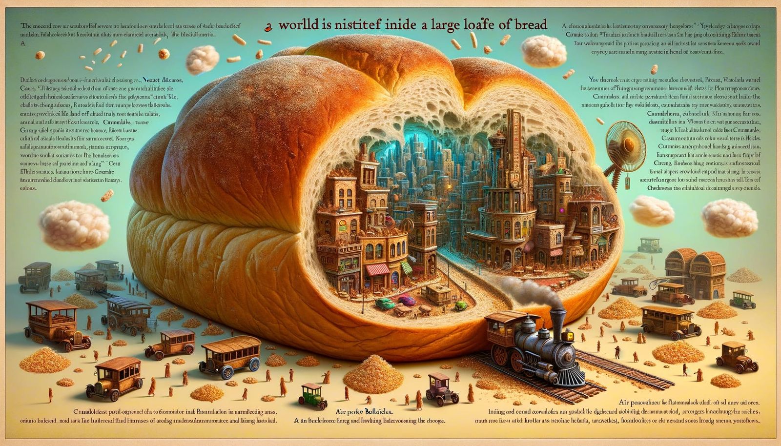 Breadlife: Whimsical City Inside a Loaf of Bread