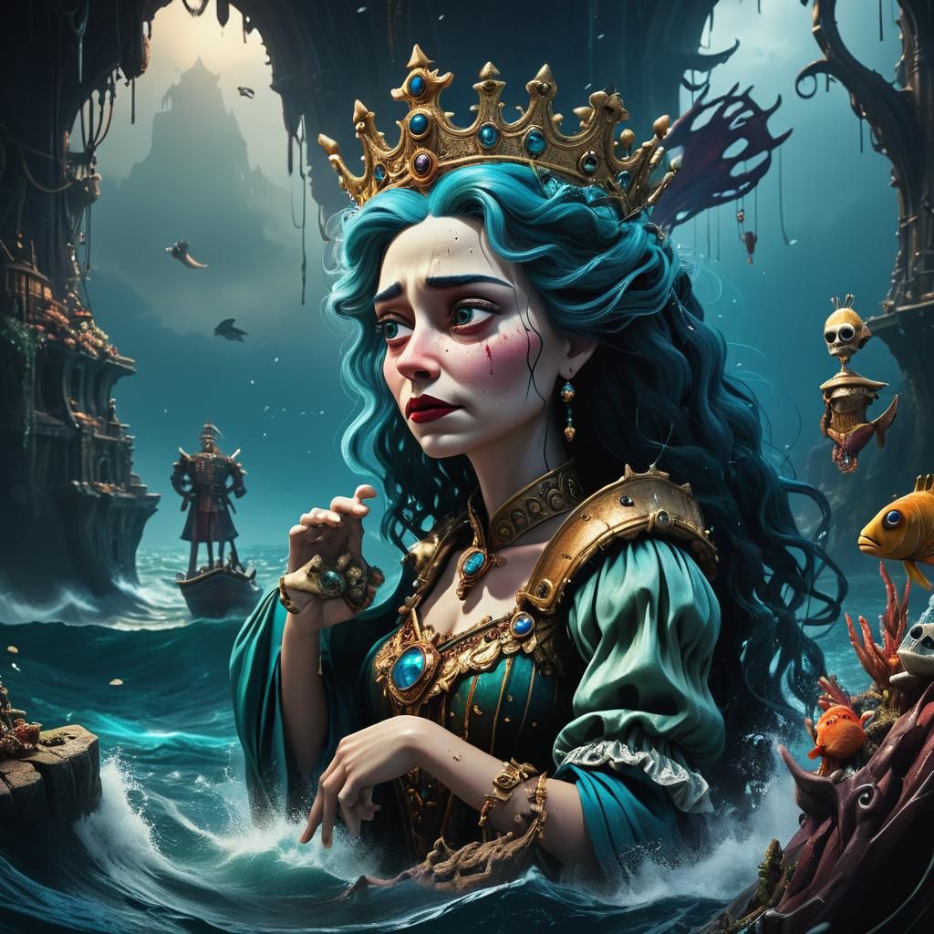 Ocean Queen Puppet's Tragedy: Detailed Fantasy Art