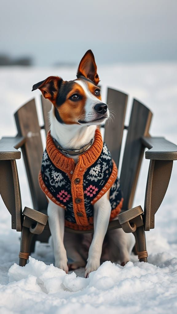 Jack Russell Terrier Wears Elegant Sweater Vest in Arctic La...
