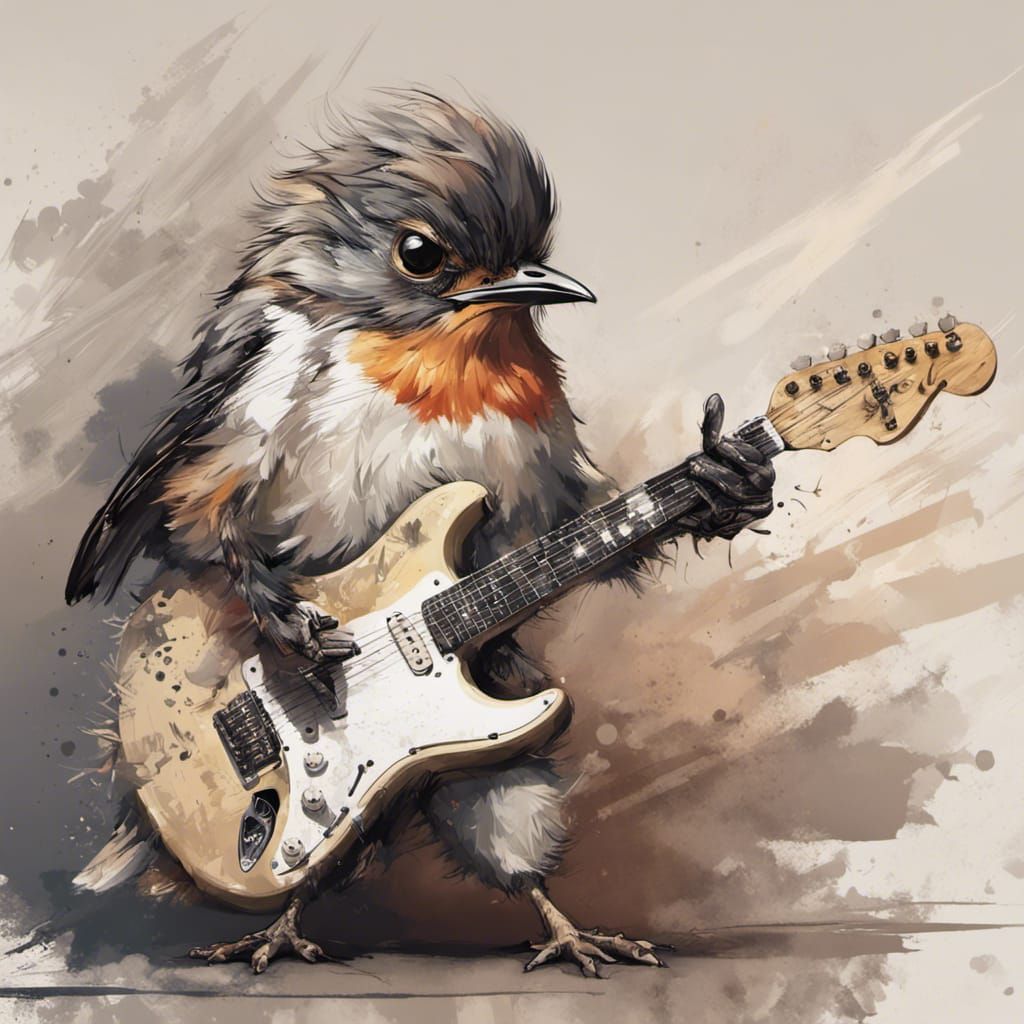 Chibi Robin Shreds Guitar: Cel-Shaded Digital Art