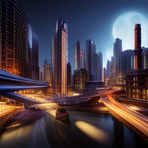 Futuristic Megalopolis Landscape in Detailed Matte Painting