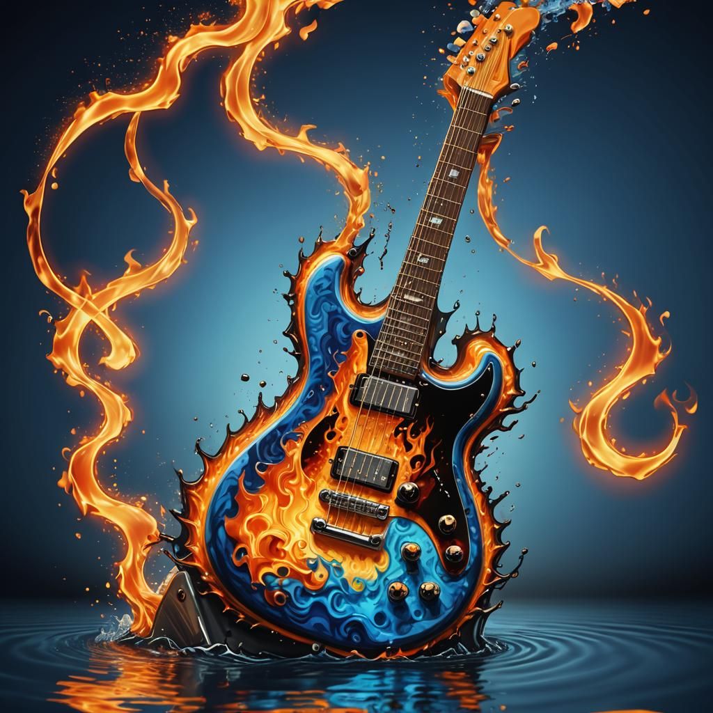 Electric Guitar in Yin Yang Balance as Digital Art