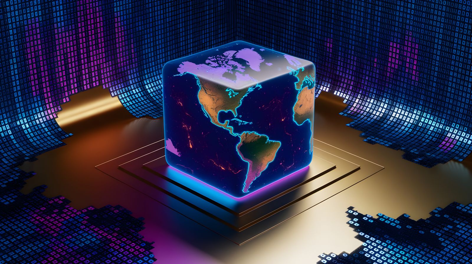 Square Earth in Vibrant, Surreal Digital Art