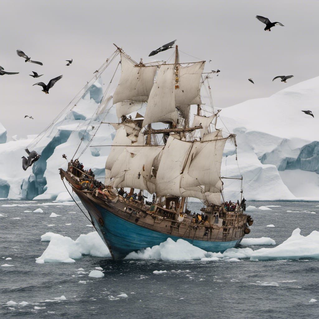 Penguin Pirates Sailing in Antarctica