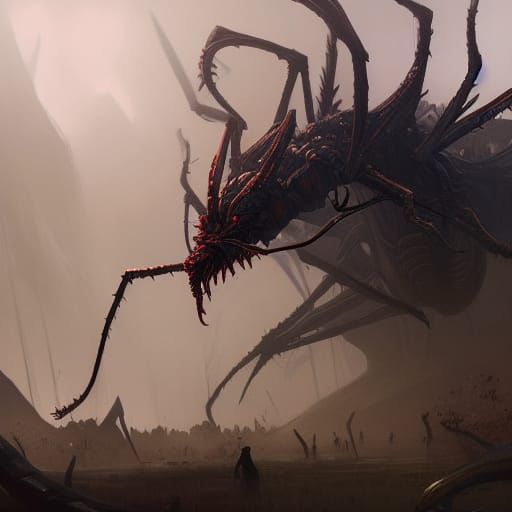 Hyperdetailed Insect Monster in Dark Fantasy Style