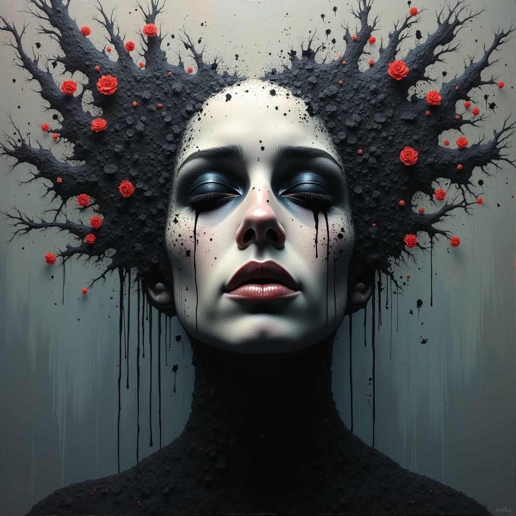 Surreal Portrait: Black Tears of Despair