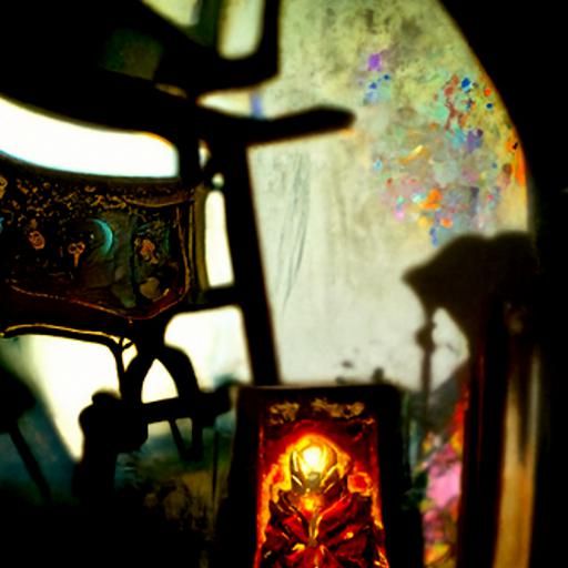 Dark Fantasy Room with Mirror in Dynamic Lighting