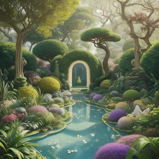 Dreamlike Garden with Giant Sesame Seeds