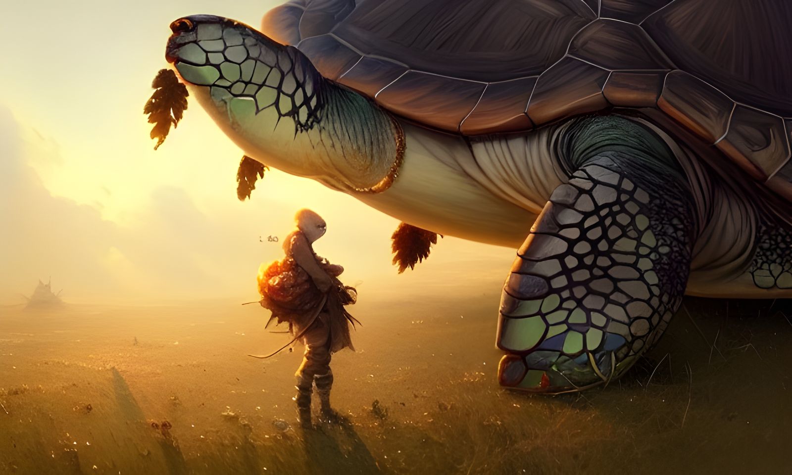 Anthropomorphic Turtle of Good Fortune in Digital Art