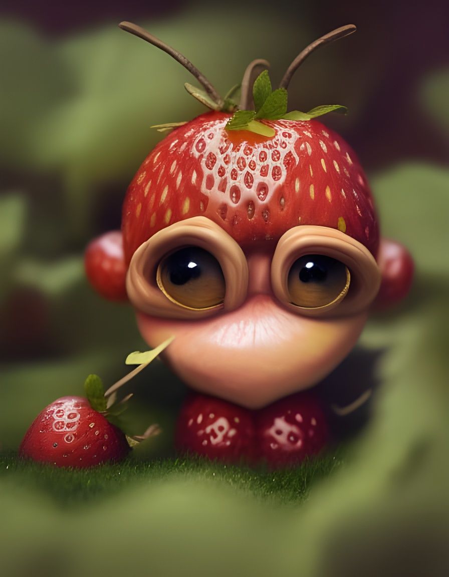 Anthropomorphic Strawberries in Fantasy Diorama