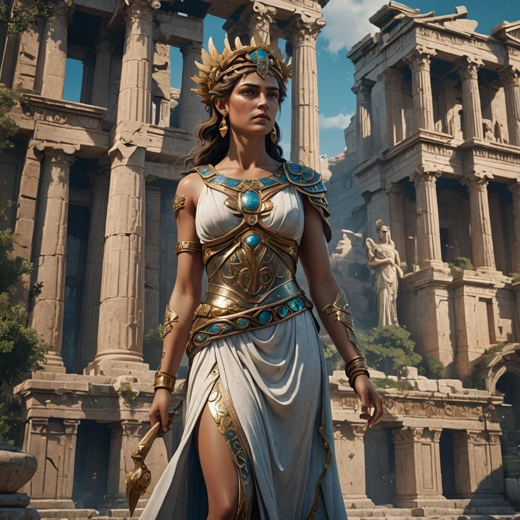 Detailed Matte Painting of a Greek Goddess