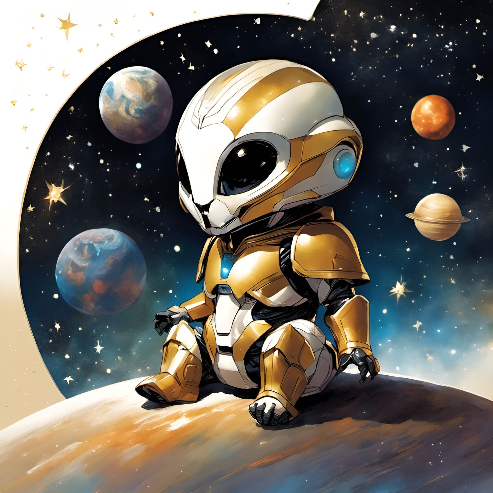 Chibi General Grievous in Stars, Digital Art