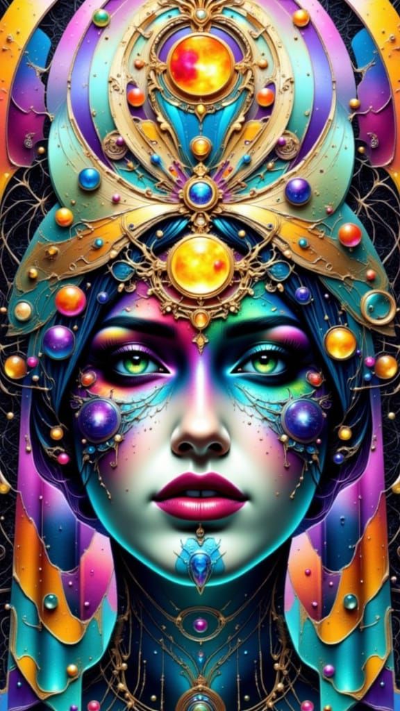 Celestial Goddess in Art Deco Hyperrealism