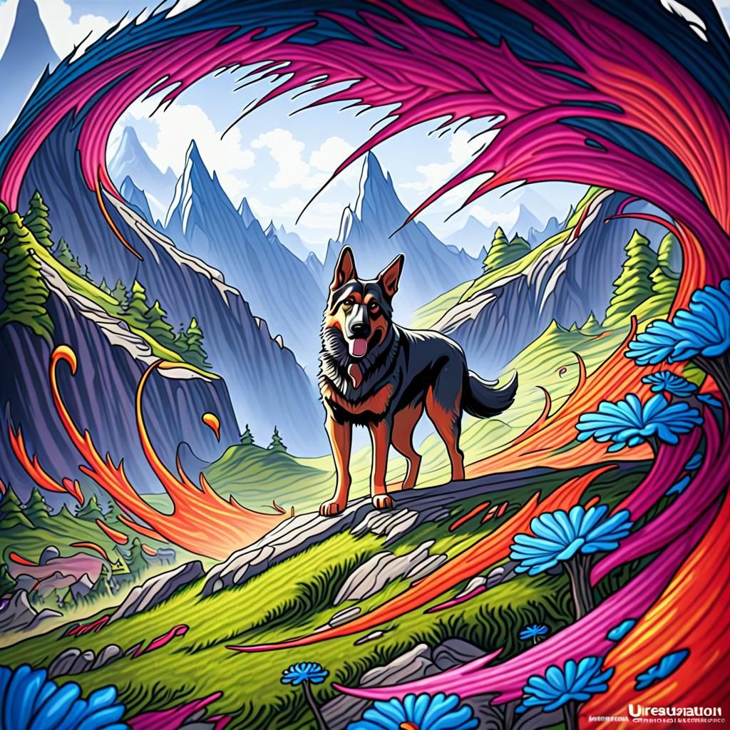 Detailed German Shepherd Matte Painting in 8K