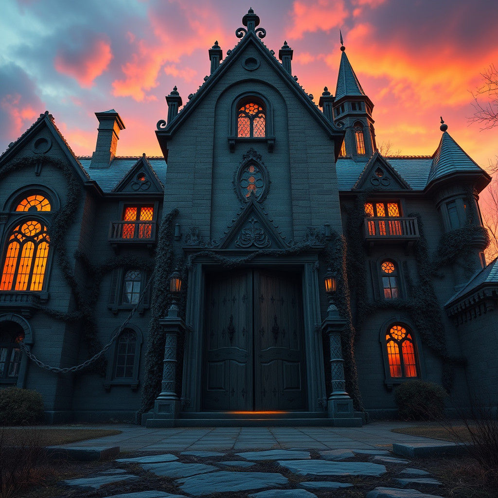 Haunted Mansion in Vibrant Concept Art Style