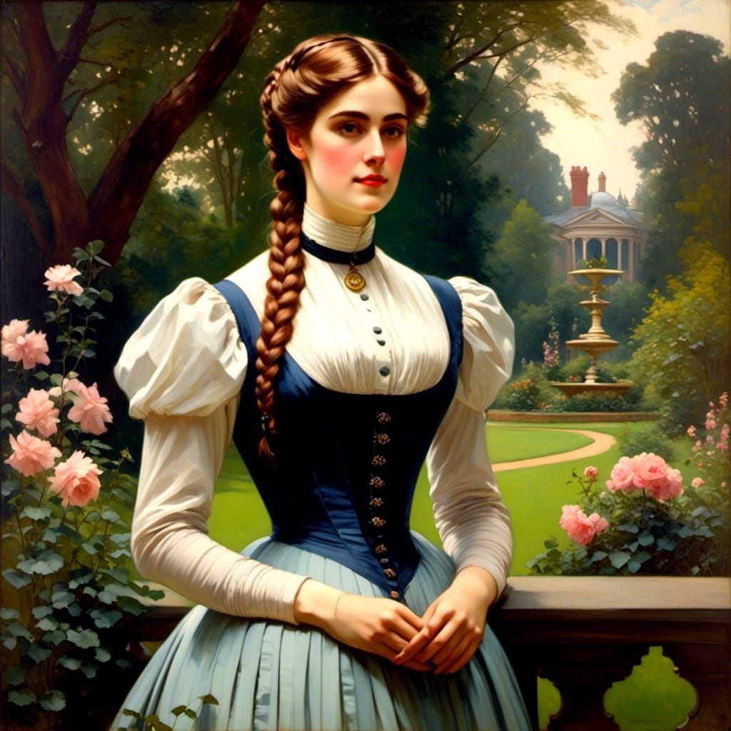 Victorian Woman in Mystic Garden Oil Painting