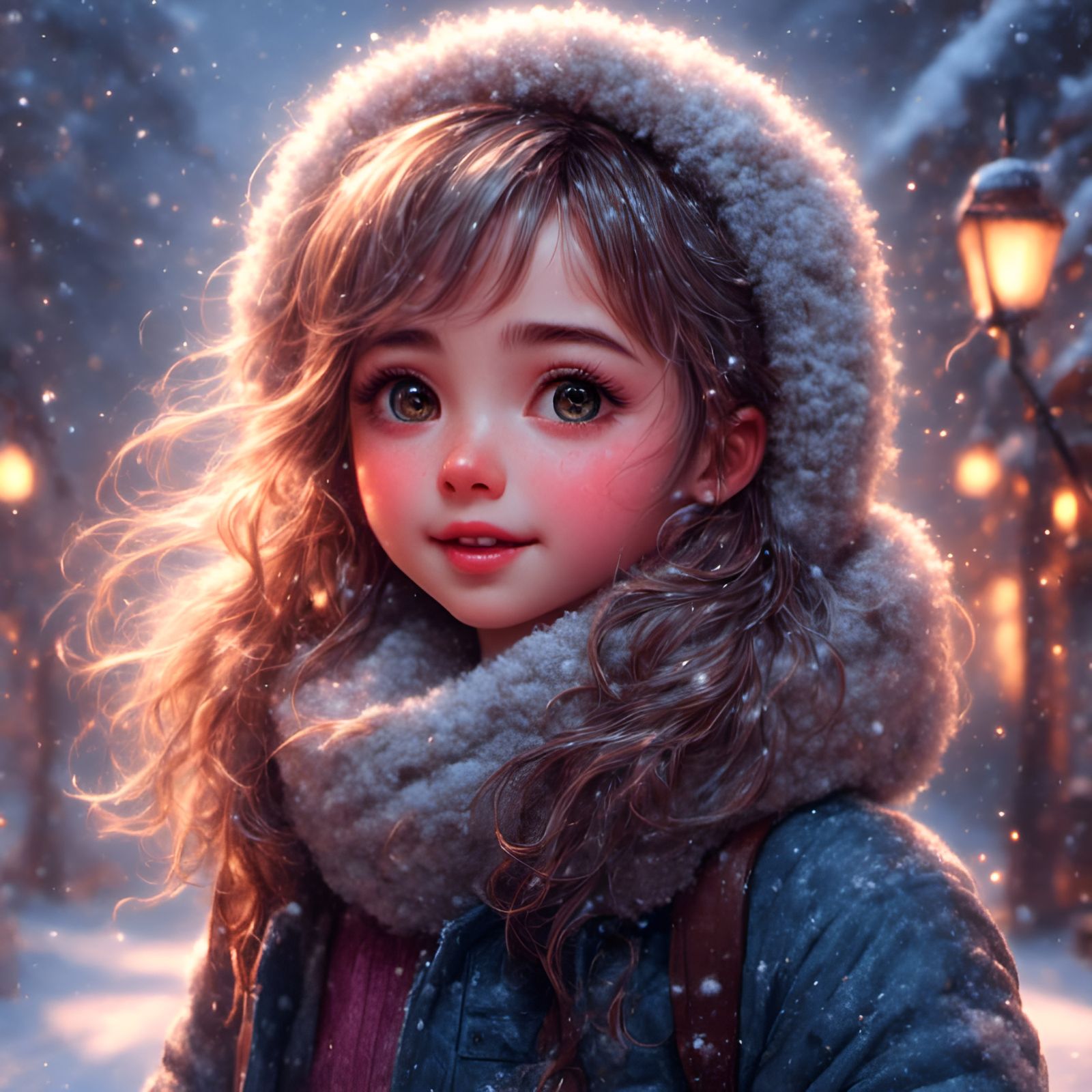 Winter Haired Girl in Photorealistic Style