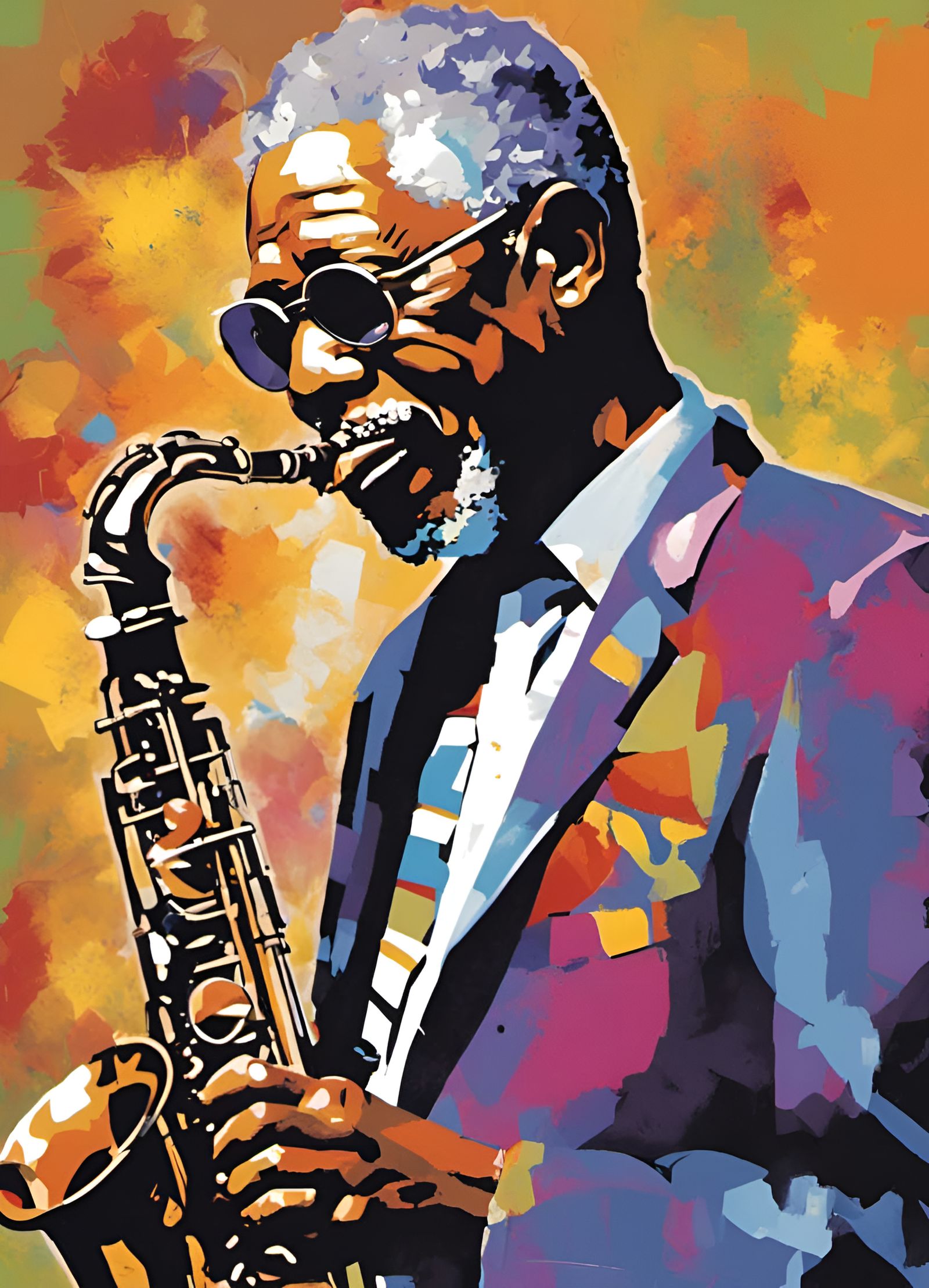 Pop Art Saxophone Player Inspired by Funk Art