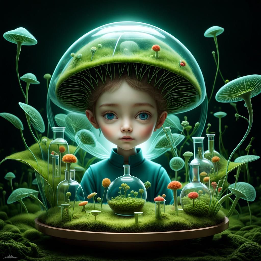 Surreal Science Portrait in Storybook Illustration Style