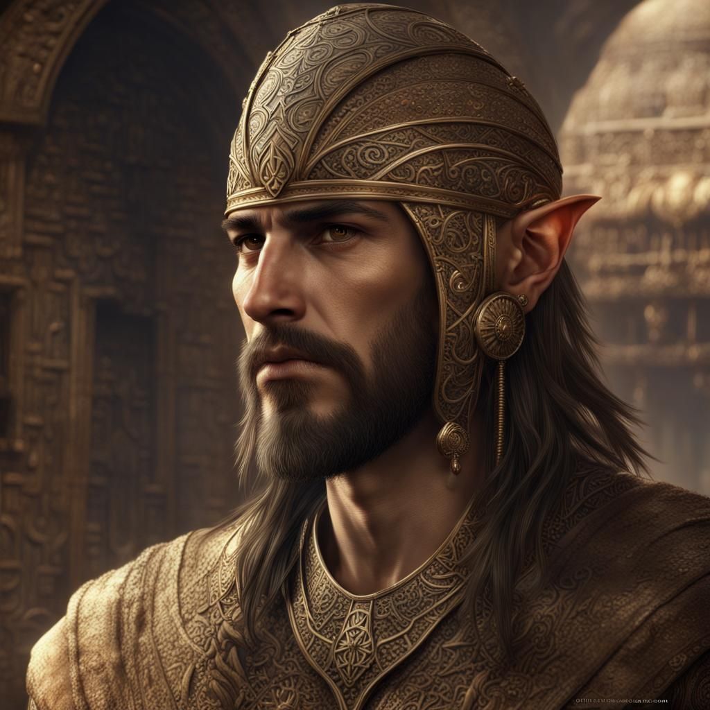 Steampunk Dwemer Male Portrait with Elven Features