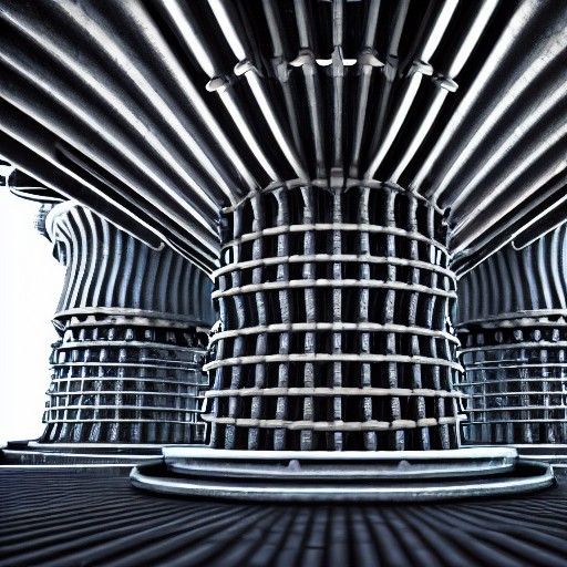 Steampunk Cyberpunk Nuclear Cooling Tower Interior