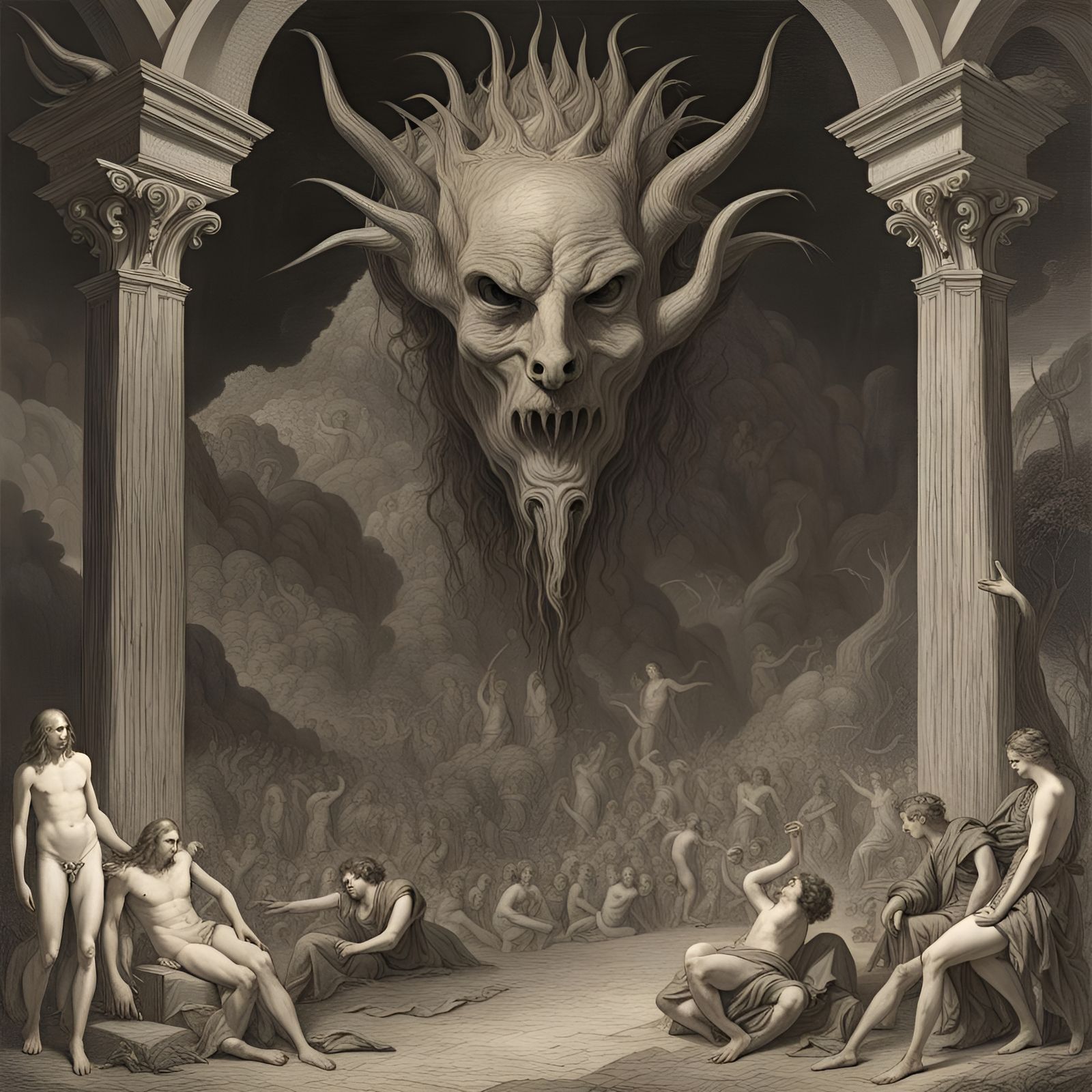 Infernal Demon in a Barlowe-Inspired Hellscape