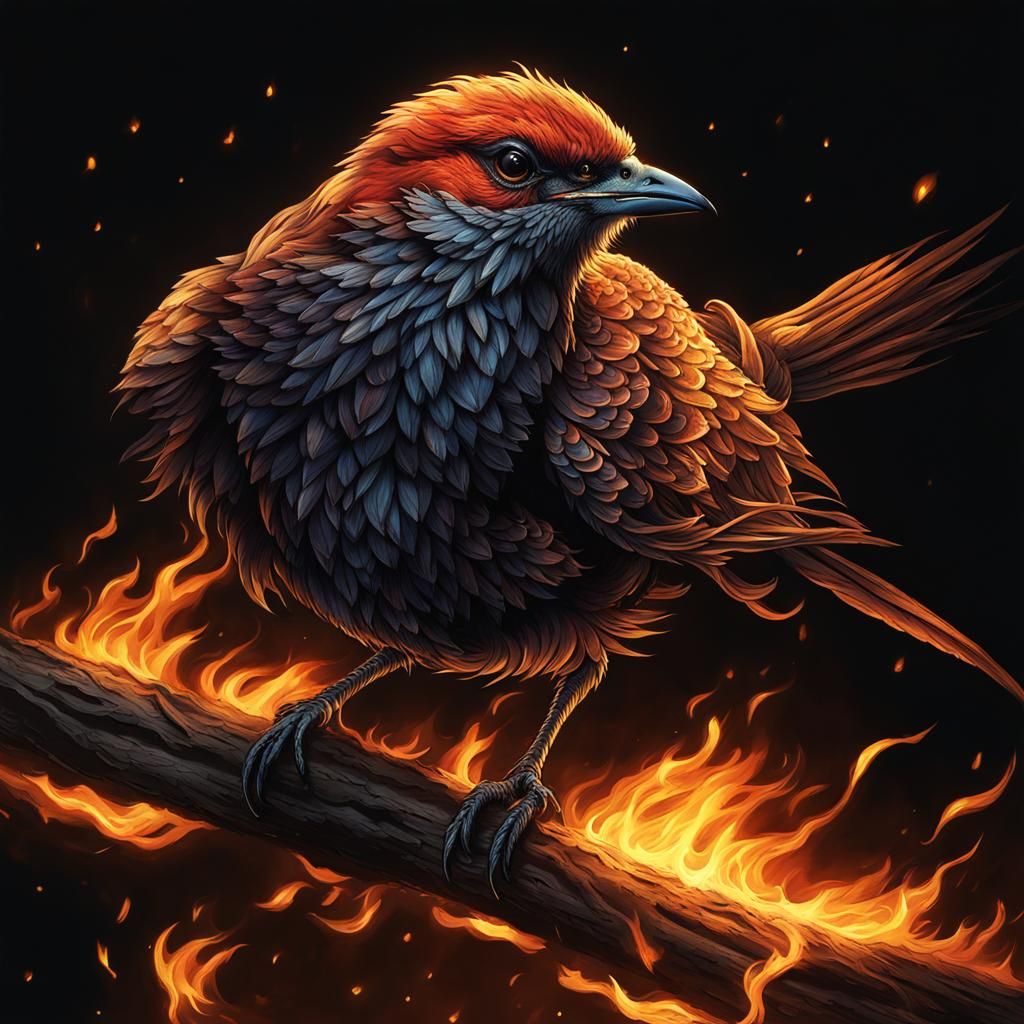Fiery Bird in Chiaroscuro Style