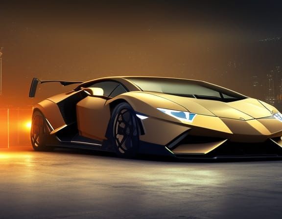 Autonomous Electric Lamborghini at Chicago 2035, Manga Style