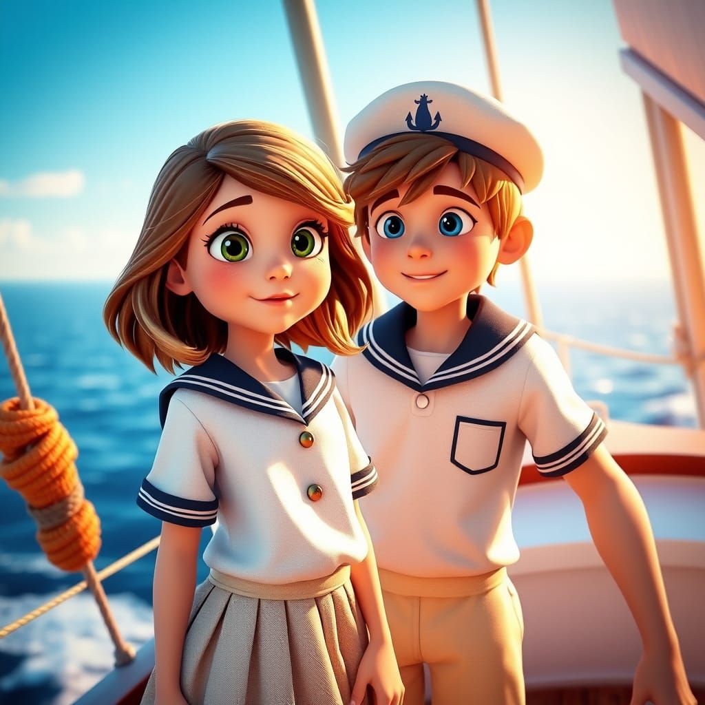 Sailor Sweethearts in a Vibrant Disney-Inspired World