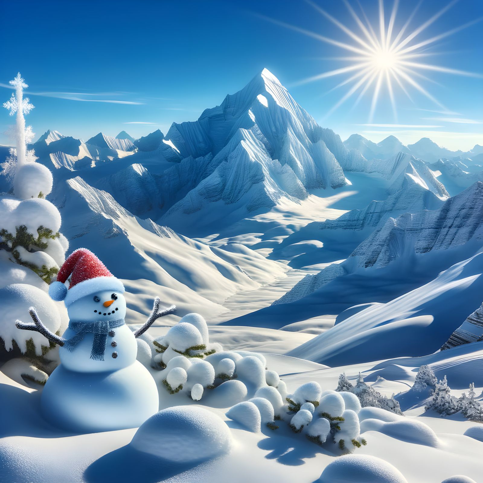 Winter Wonderland Panorama: Serene Snowy Mountain Scene with...