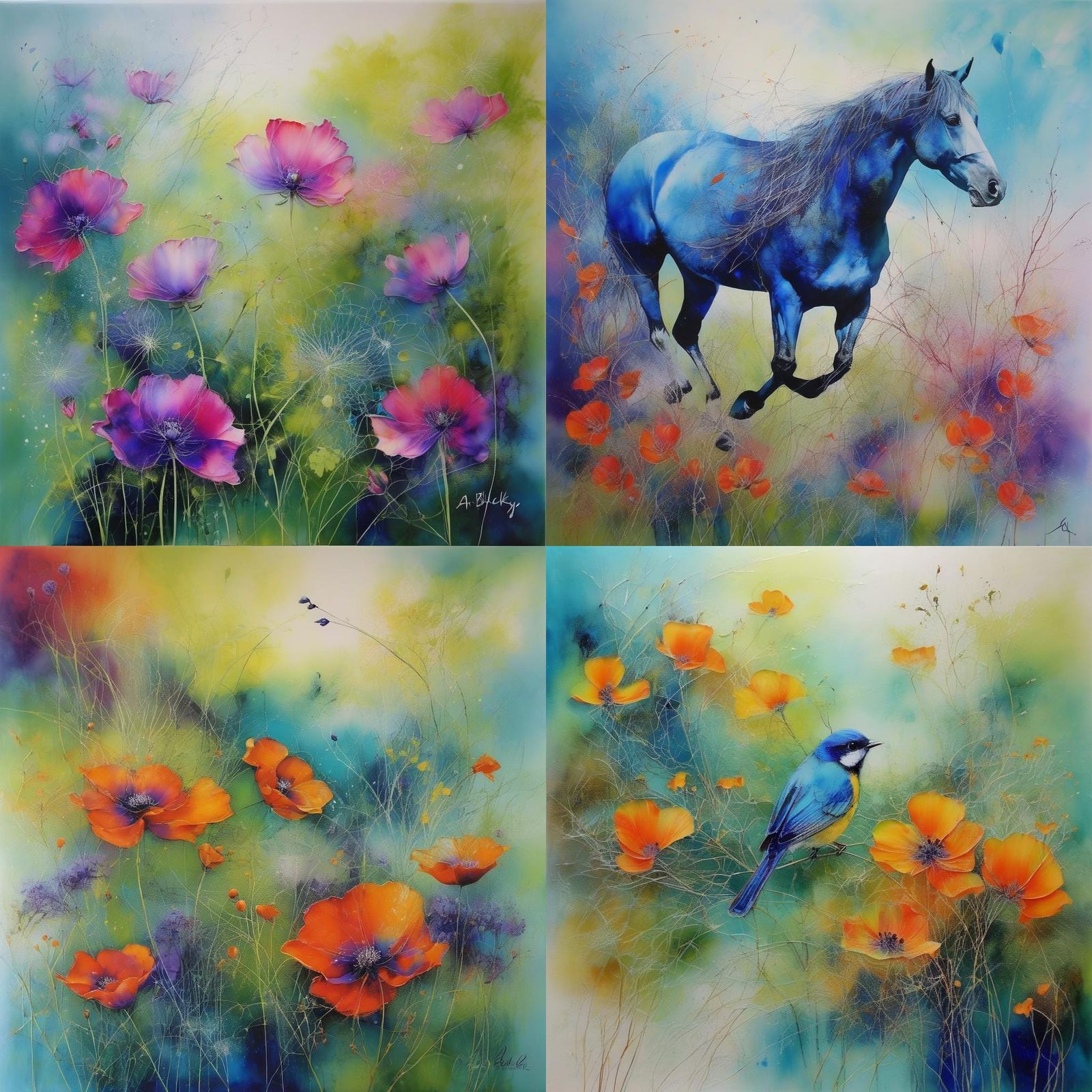 Watercolor Painting in Ann Blockley Style