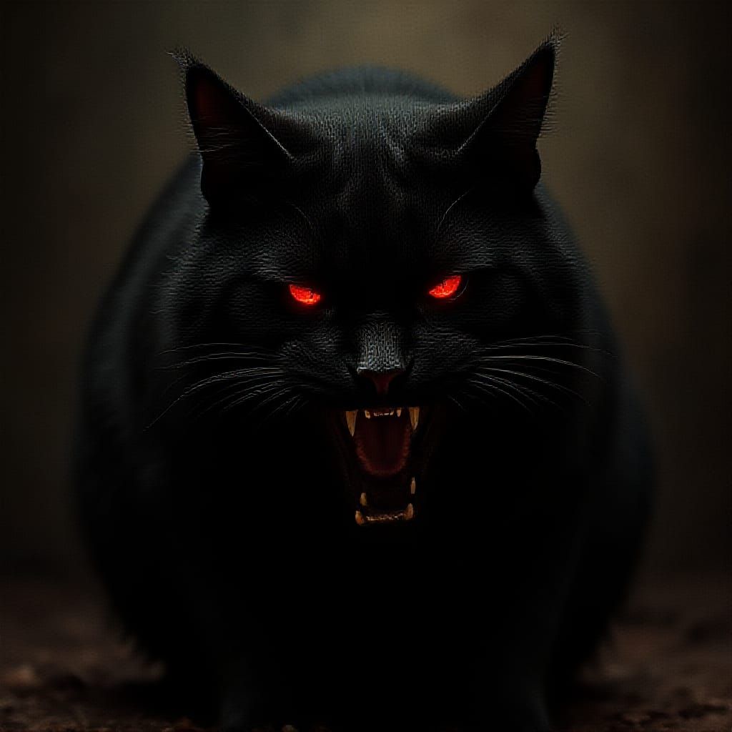 Cyberpunk Noir Cat Unleashes Intensity
